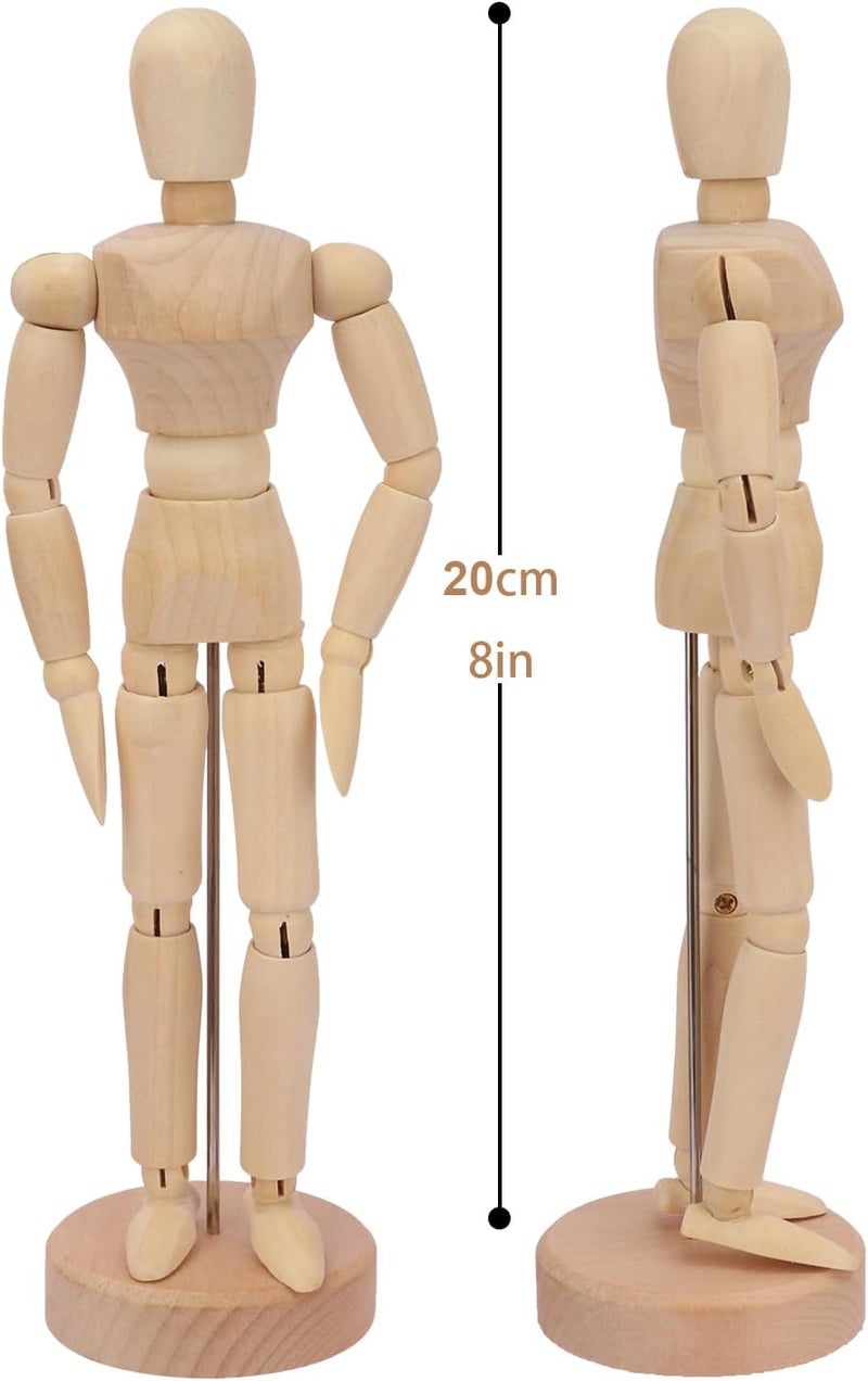 IHDYPPEW 7 Pack 8 Inch Artists Wooden Manikin, Wood Poseable Mannequin, Wooden Drawing Mannequin, Wooden Drawing Models for Artists Mannequin, Photography Prop, Animation, Home - Image 2